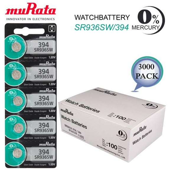 3000 x MURATA 394 WATCH BATTERIES SR936SW Sealed Authorized Seller Wholesale Pack