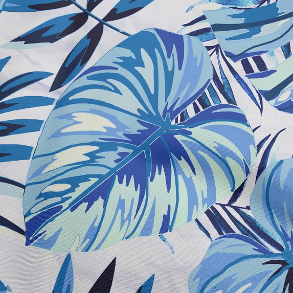 oneOone Viscose Jersey Indigo Blue Fabric Tropical Leaf With Texture Fabric For Sewing Printed Craft Fabric By The Yard 60 Inch Wide