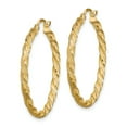 thumbnail image 2 of 14K Yellow Gold Twisted Satin Diamond-Cut Hoop Earrings, 2 of 7