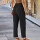 thumbnail image 4 of Karight Women Petite Linen Pants High Waisted Straight Leg Casual Cotton Trousers Elastic Waist Drawstring with Pockets, 4 of 7