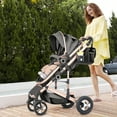thumbnail image 2 of LINLUX 2 in 1 Baby Stroller w/ Diaper Bag & Big Wheel, Infant Pushchair, 23 Pounds, Rose Gold, 2 of 8