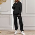 thumbnail image 5 of Pants Suits for Women Dressy Womens 2 Piece Outfits Hoodie Sweatsuit Sets Slim Sweatshirt Baggy Fall Fashion Sweatpants With Pockets Wool Long Sleeve Warm Pajamas Set Glitter Pant Suit for Wo Black XL, 5 of 8