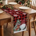 thumbnail image 2 of Christmas Cotton Linen Table Runner Xmas Dwarfs Pine Tree Snowflakes Plaid Wood Grain Dining Table Runners for Home Decor Party Dining Room Restaurant Kitchen Party 13" x 120", 2 of 9