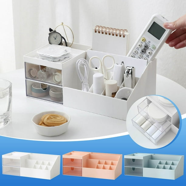 Organizador de maquillaje con cajones - Caja de plástico para sobremesa para cosméticos, pintalabios, joyería y material de oficina, 24,5" x 12" x 9"