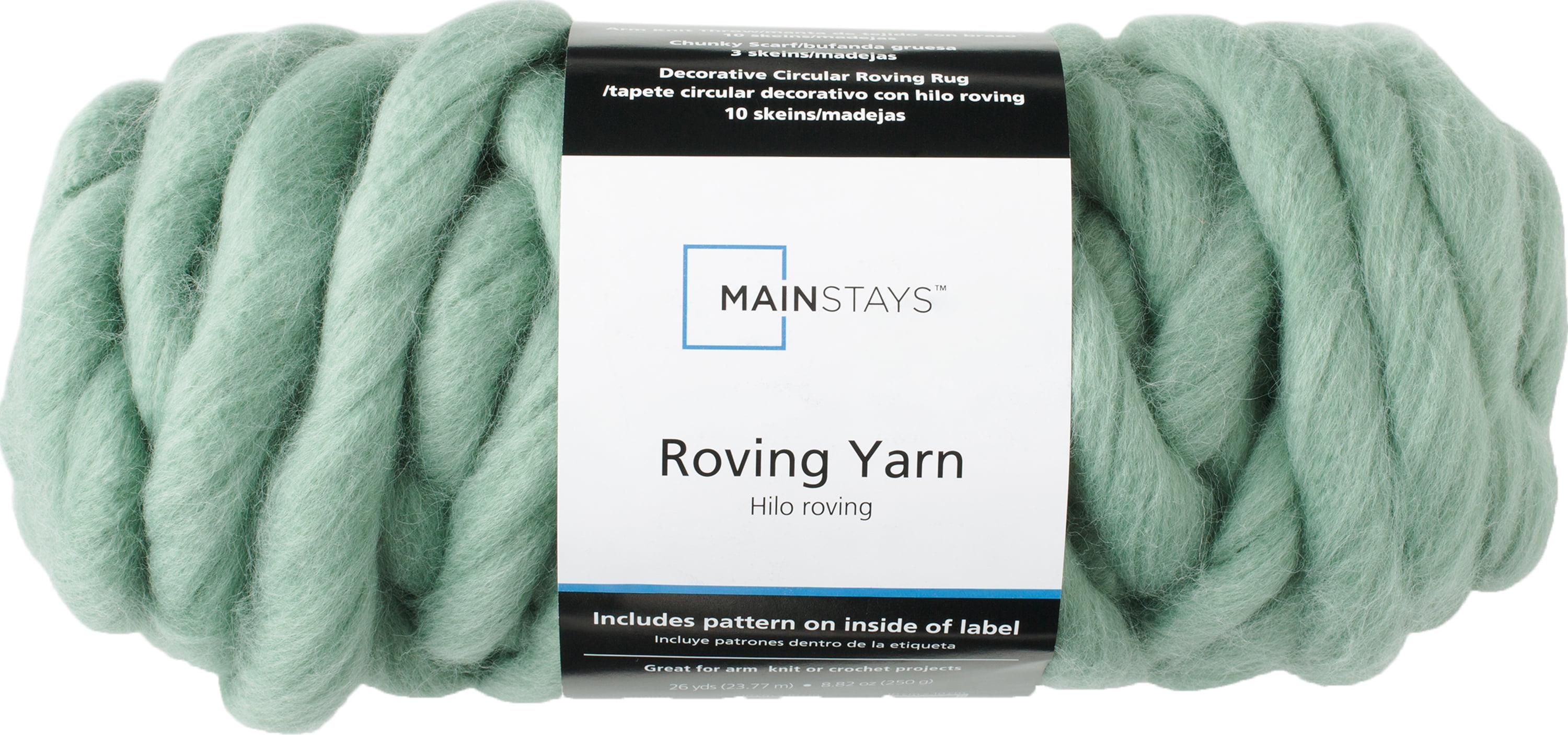 Mainstays Roving Yarn Value Bundle, 100% Acrylic, 26 yd, Green Sage, Super Bulky, Pack of 12