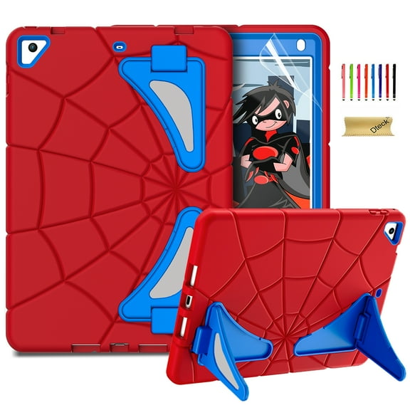 Dteck iPad 6th Generation Case for Kids,iPad 5th Generation Case,iPad Pro 9.7 Inch Case,iPad Air 2 Case,Heavy Duty Shockproof iPad 9.7-Inch Case with Kickstand Screen Protector 2018/2017,Red Blue