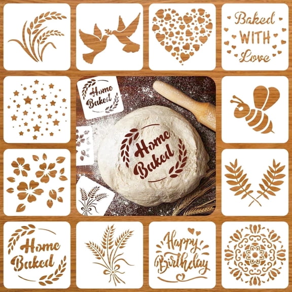 Reusable Baking Stencils for Bread, Cake, Coffee, Pie & Cookie Decorating