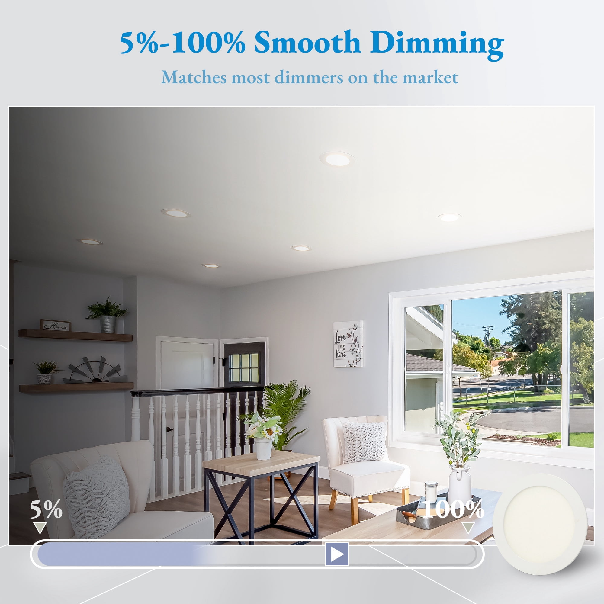 LNC 6 Inch Round LED Recessed Light,12W,3CCT,1100LM,Dimmable,Canless,Energy Star,ETL Listed,for Kitchen,Living Room,Bedroom