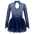 thumbnail image 2 of DPOIS Little Big Girl Figure Ice Skating Ballet Gymnastics Leotard Dress Navy Blue 10, 2 of 7