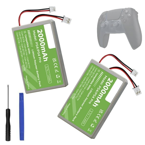 CITYORK 2-Pack PS4 Battery Replacement for PS4/PS4 Pro/PS4 Slim PS4 Dualshock 4 Controller CUH-ZCT1E CUH-ZCT1H CUH-ZCT1U CUH-ZCT2 CUH-ZCT2U 3.7V 2000mAh