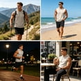 thumbnail image 5 of Havenx Workout Hooded Tank Tops for Men Sleeveless Drawstring Hoodie with Pockets Solid Color Shirts Workout Bodybuilding Athletic Gym Sports Muscle Activewear,Khaki 3XL, 5 of 5