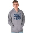 thumbnail image 4 of US Navy Bro Military Anchor Logo Men Big & Tall Zip Hoodie Brisco Brands 2X, 4 of 5