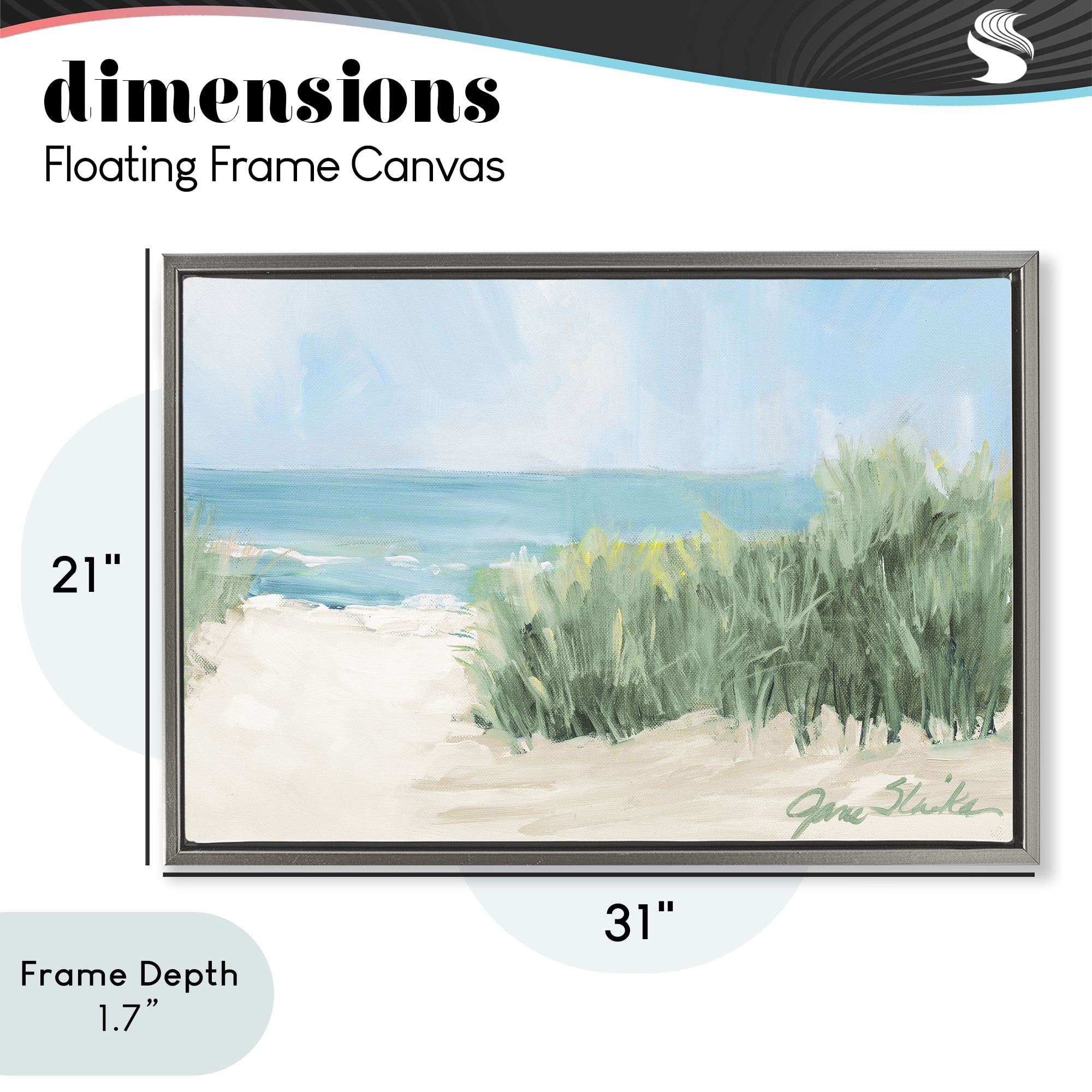 Stupell Industries Soothing Beach Day Gray Framed Floater Canvas Wall Art, design by Jane Slivka