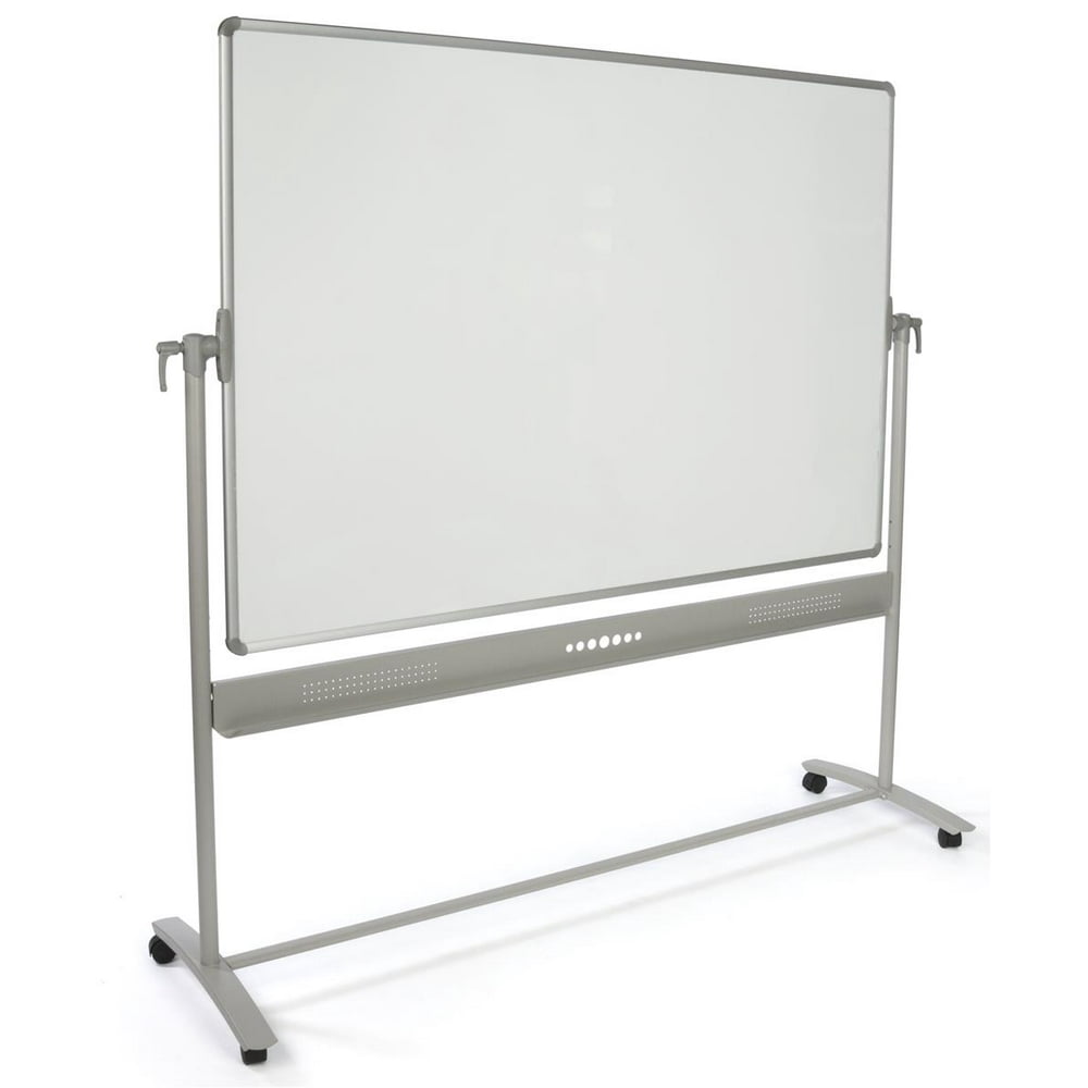 Displays2Go Interactive Whiteboard on Wheels, DryErase Surface, 2 Sided Silver Aluminum
