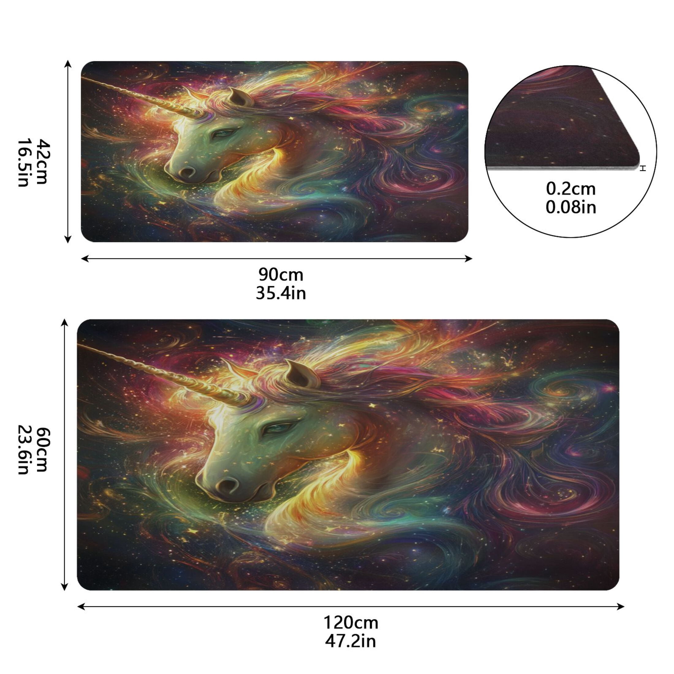 Leather Keyboard and Mouse Desk Mat Office Desk Accessories Protective Office Desk Decor Desk Pad Mat for Gaming, Work from Home, Office Vibrant Colors Unicorn 16.5" x 35.4"