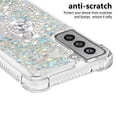 thumbnail image 3 of Funda para Samsung Galaxy S21 FE 5G con Brillo Líquido Flotante, Purpurina, Parachoques y Anillo Giratorio Soporte, 3 of 5