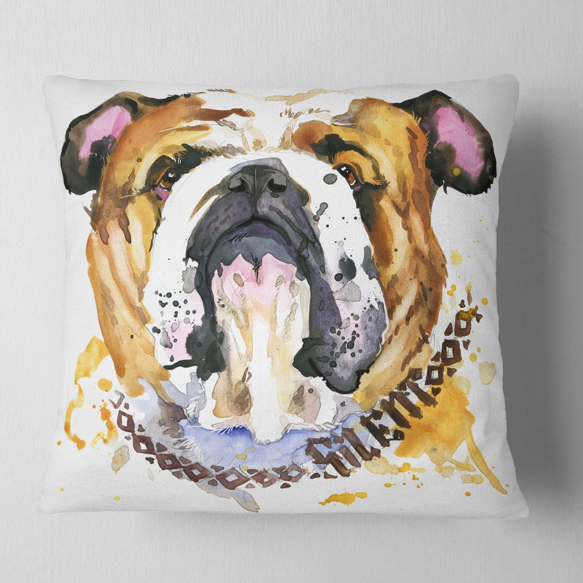 Designart Brown Dog Head - Animal Throw Pillow - 16x16