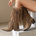 thumbnail image 3 of Mepaouo Cowboy Cowgirl Boots for Women Suede Pointed Toe Chelsea Tassels Western Knee High Boots, 3 of 6