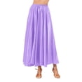 thumbnail image 2 of Zaldita Womens Satin Ruffle Maxi Skirt Full Circle Swing Long Belly Dance Skirt Lavender 90cm, 2 of 6