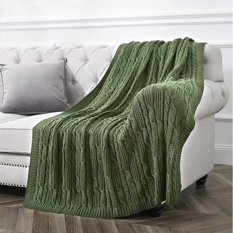 ZXNYH Cable Knit Throw Blankets 90 x 90 Inches, Soft Cozy and