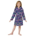 thumbnail image 6 of FORMRS Niños Bathrobe Unisex Hooded Robe Soft Plush Pajamas Sleepwear, Size 2-3T, Purple Waves Pattern, 6 of 7