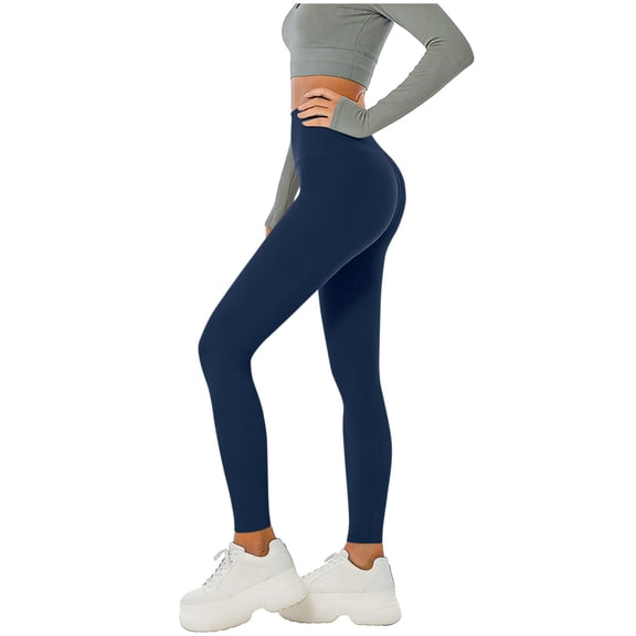 MYAOYI Women's High Waist Yoga Pants, Buttery Soft Tummy Control Butt Lifting Workout Leggings,Blue,XXL