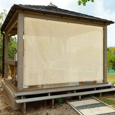 Bamboo Patio Shades - Alion Home Banha Beige Sun Shade Privacy Panel with Grommets on 4 Sides for Patio, Awning, Window, Pergola or Gazebo 8' x 6'