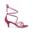 thumbnail image 3 of BLISSFUL STEP Sandales à Talon Bas Lacées pour Femmes Rose Vif (Taille 9), 3 of 6