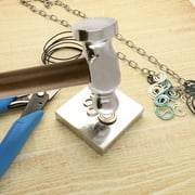 The Beadsmith Chasing Hammer & Bench Block – Wire Elements – Two-Sided Hammer, 7.5”, Wood Handle – 2” Steel Block with Hole for Riveting & Bending – Tools for Metalworking, Stamping & Jewelry Making