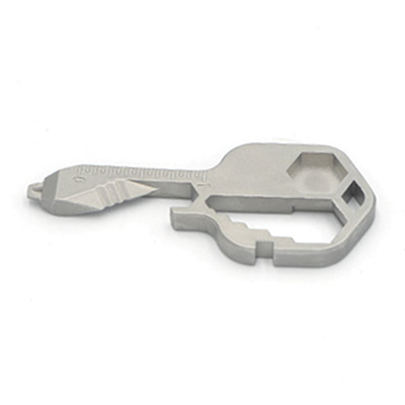 Stainless Steel Multi-Tool Key Shaped Pocket Tool for Keychain Bottle Opener 