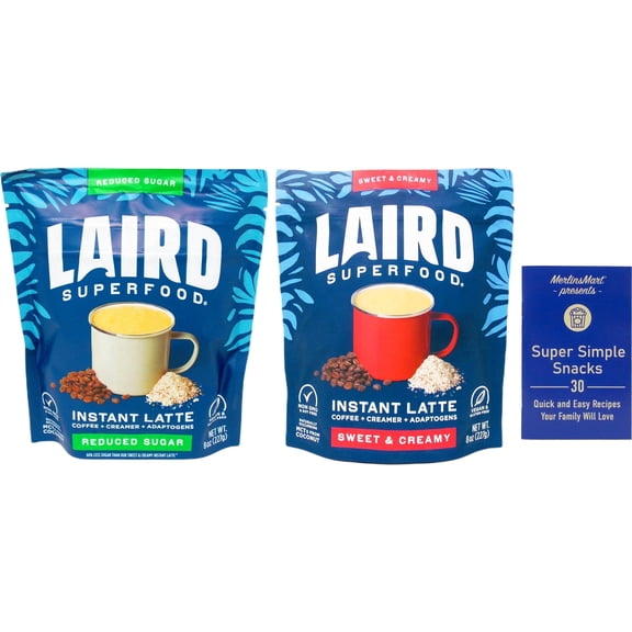 Laird Superfood Instant Latte Variety Pack – Reduced Sugar & Sweet & Creamy – 2 Pack (8 oz Each) MerlinsMart Zine