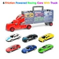 thumbnail image 2 of Large Toy Truck Transport Vehicle Set with 6 Metal Alloy Stylish Friction Powered Racing Cars for Toddlers, Kids, Children, 2 of 7