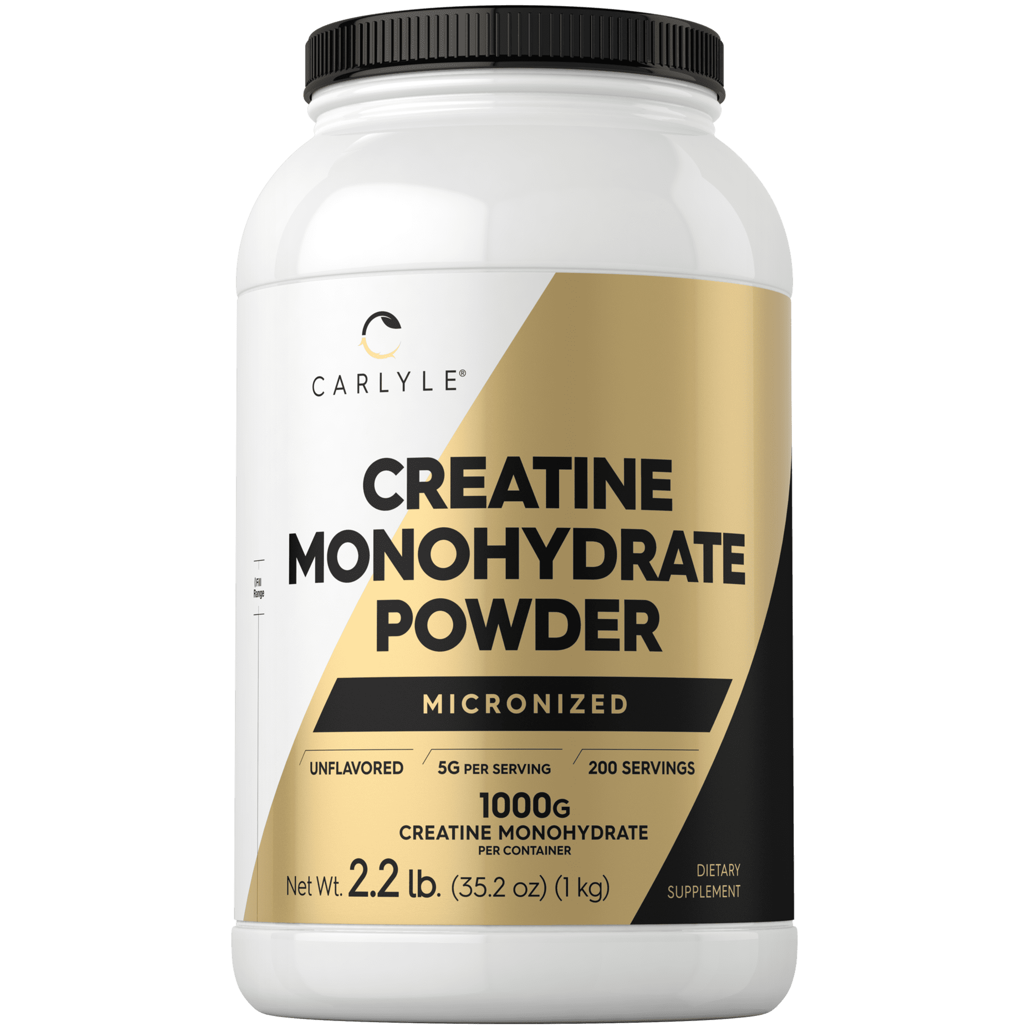 Creatine Monohydrate Micronized Powder | 2.2lbs | Unflavored | 200 Servings for Men and Women | by Carlyle