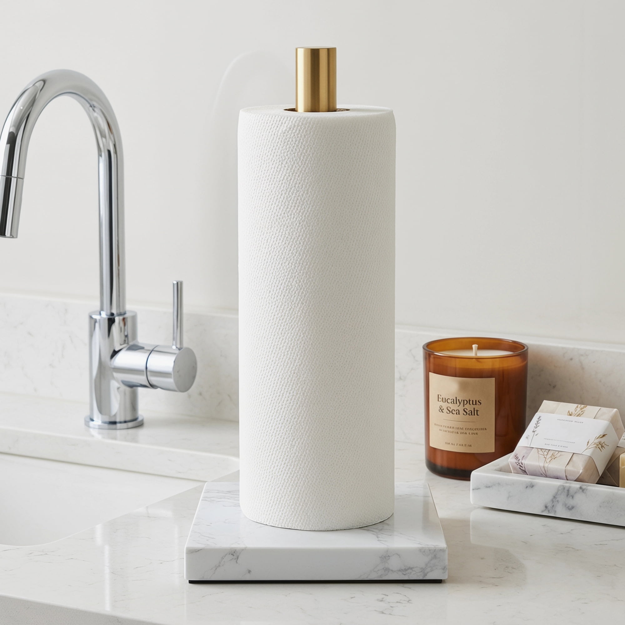 Unique Bargains Non Slip Base Paper Towel Holder Gold E 11.7x5.9inch