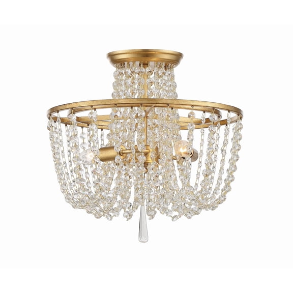 ARC-1900-GA-CL-MWP Crystorama Lighting Arcadia - 3 Light Flush Mount-Antique Gold Finish-Hand Cut Crystal Type