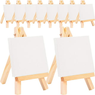NUOBESTY 12 Sets Small Canvases Mini Wooden Canvas Stands Watercolor Canvas  Mini Canvas for Painting Mini Canvas Stands Bulk Arts & Crafts easels Mini