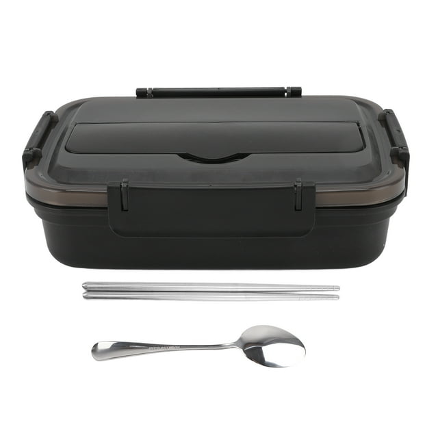 Lunch Box, Lightweight Compact Compartmental Design Bento Box Safe Plastic For Office For Picnic For Travel Black