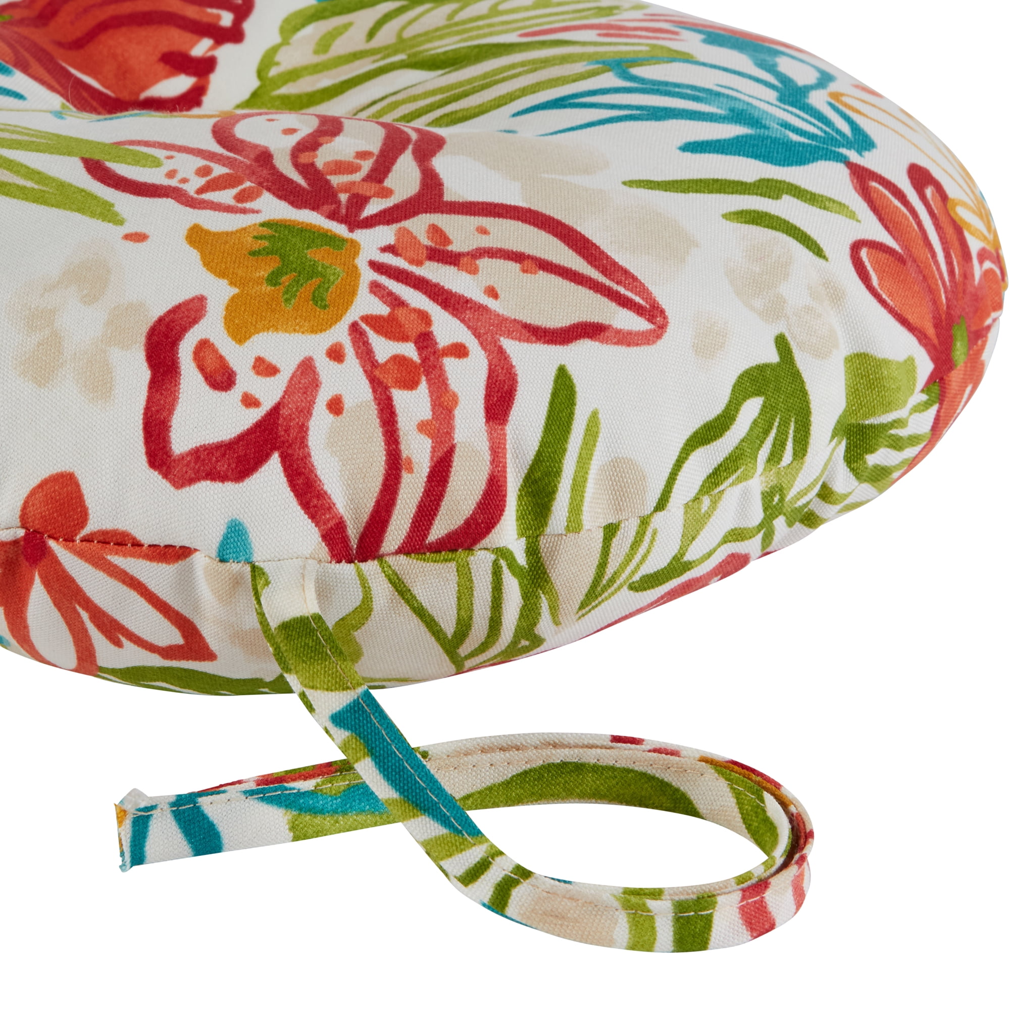 Breeze Floral 15-inch Outdoor Round Bistro Chair Cushion (2-pack)