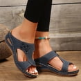 thumbnail image 4 of Domuza Womens Orthopedic Sandals Arch Support Flat Wedge Sandals Wide Non Slip Slip on Orthopedic Slippers Comfortable 2026 Foam Shoes Navy 10.5（EU-44）, 4 of 5