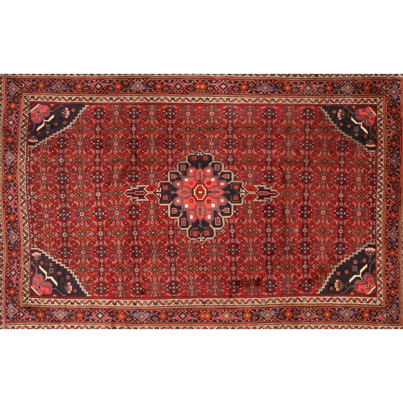 Ahgly Company Machine Washable Indoor Rectangle Traditional Red Area Rugs, 4' x 6'