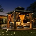 thumbnail image 2 of Luku 10x10FT Outdoor Hardtop Gazebo, Galvanized Iron Double Vent Roof with Curtains & Netting, Aluminum Frame Pavilion for Patio, Lawn, Deck, Garden, 2 of 7