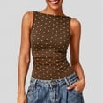 thumbnail image 2 of Bibifish Womens Tank Tops Polka Dot Boat Neck Sleeveless Camisole Ribbed Knit Slim Fit Going Out Tops, 2 of 5