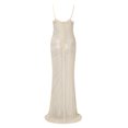 thumbnail image 3 of Gibobby Vestidos para mujer casuales Vestido de noche sexy con escote en V y lentejuelas para mujer con abertura(Caqui,XL), 3 of 5