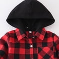 thumbnail image 6 of TOWED22 Boys Plaid Flannel Shirts Unisex Kids Long Sleeve Casual Button Down Shirt with Hood,Red,3-6 M, 6 of 8