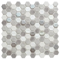 The Tile Life Eterna Hex 1" x 1" Dove Glass Mosaic Floor and Wall Tile 1 Piece