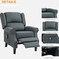 thumbnail image 2 of Recliner Chair, Charcoal Gray - Heat Function Linen Upholstery Push Back Recline Footrest & Side Pocket Vibrating Massage Recliner, Extra High Foam Padding Spring System Living Room Chair, 2 of 5