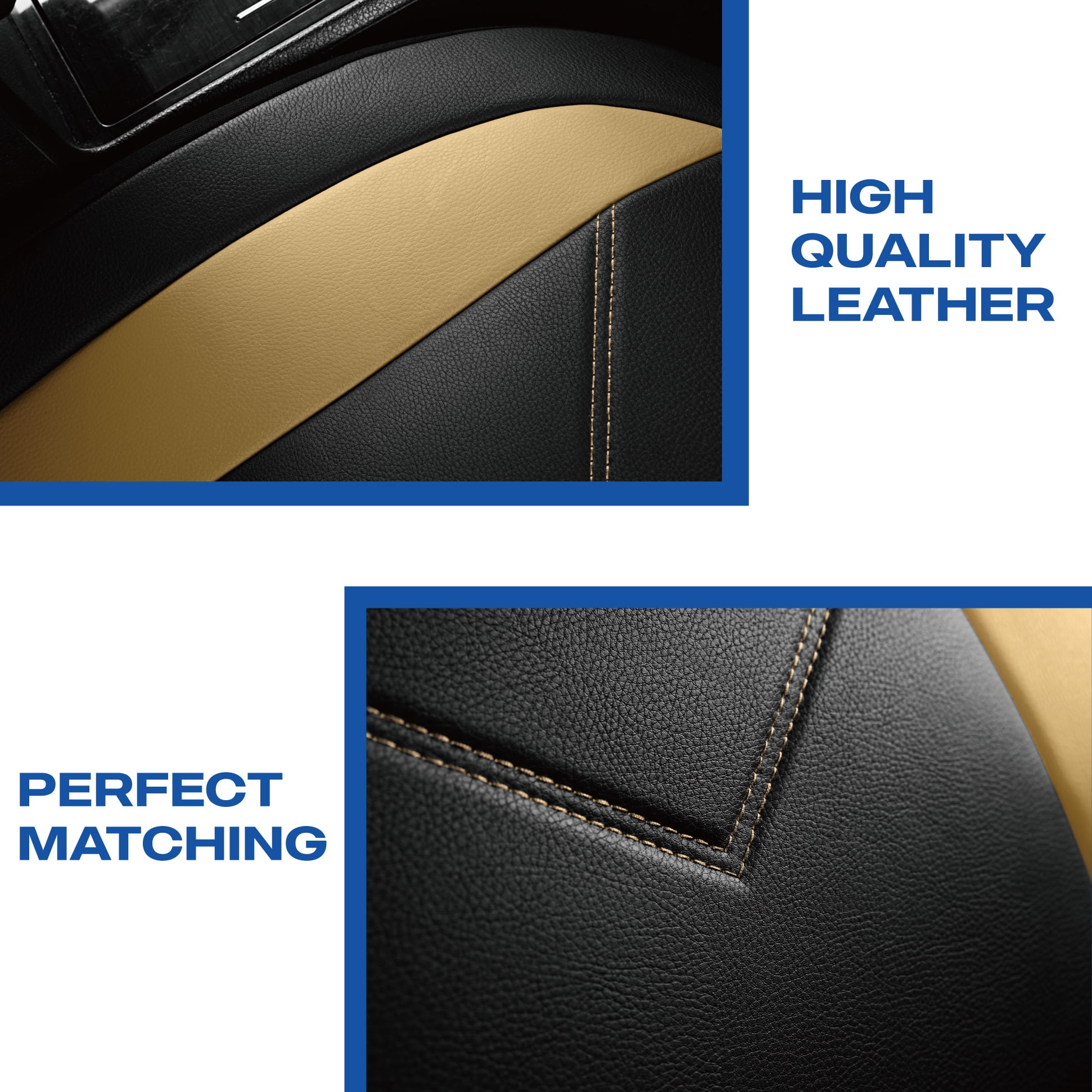 Skechers Sport Leather Car Seat Cover – Front Seat Premium Comfort, Breathable Design, Universal Fit for Cars, SUVs, and Trucks - Beige
