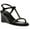 Black, variant on Womens Sloan Faux Leather Ankle Strap Wedge Sandals