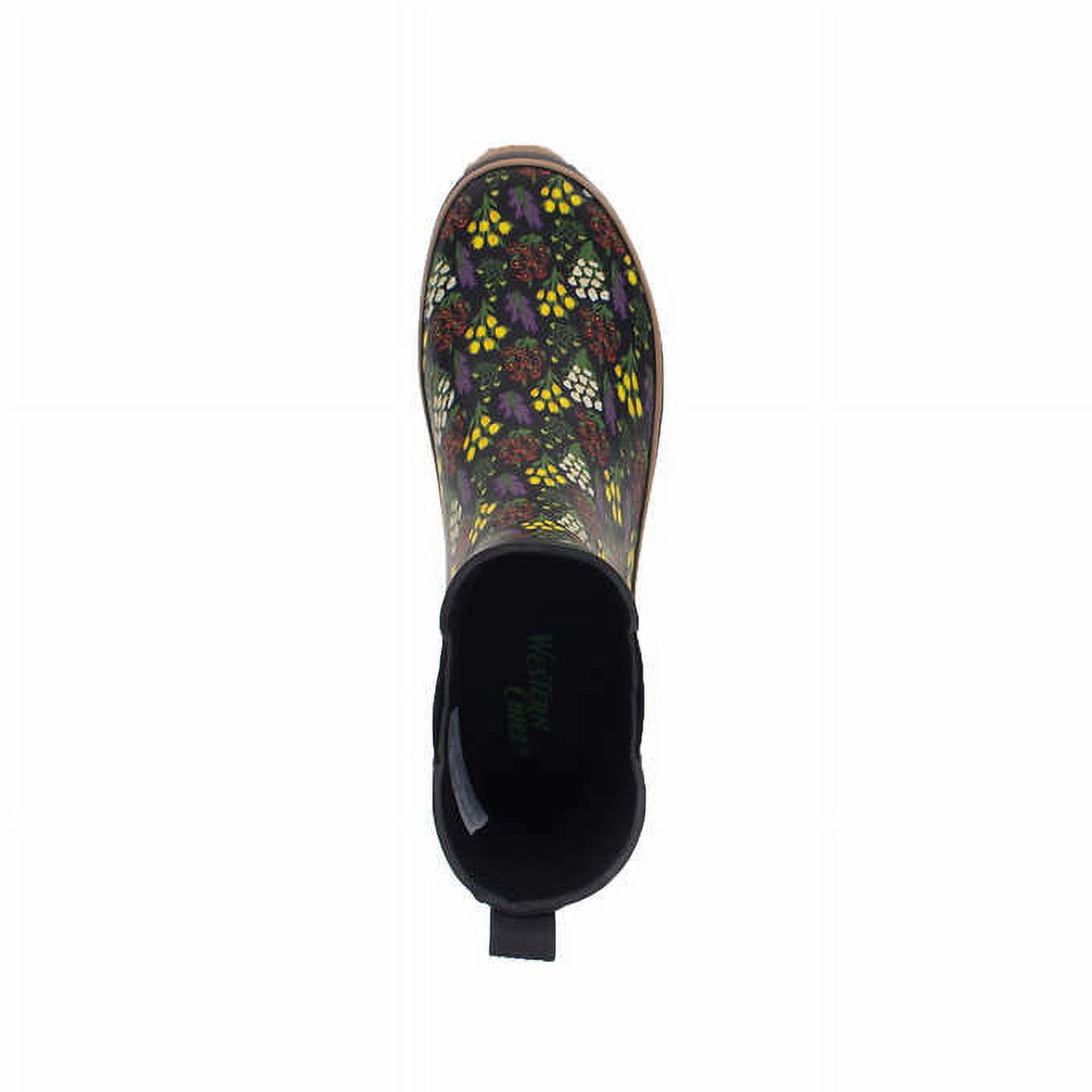 Western Chief Ladies' Size 10, Chelsea Rain Boot, Black (flowers)