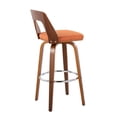 thumbnail image 6 of Trilogy Mid-Century Modern Barstool In Walnut And Orange Fabric - Set Of 2, 6 of 8
